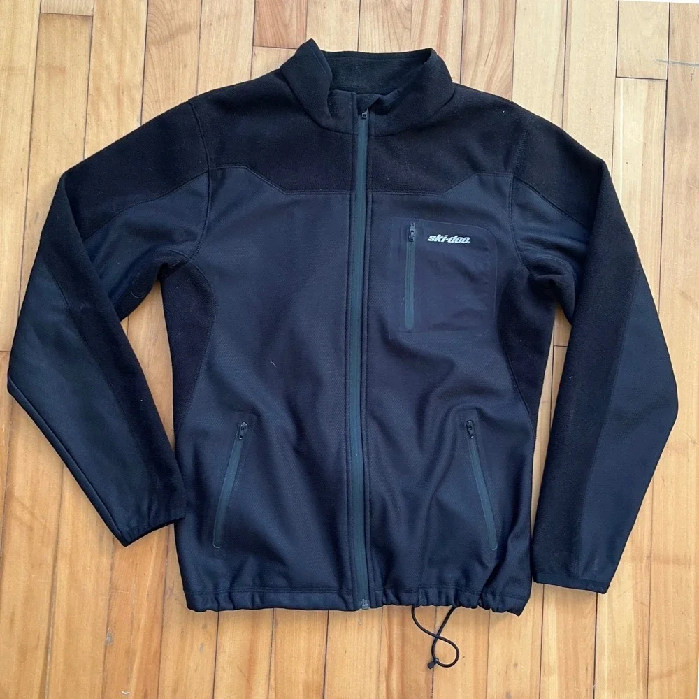 Ski-Doo BRP Mens Small Black Full Zip Fleece Jacket Technical Outdoor Mid Layer - Picture 1 of 5